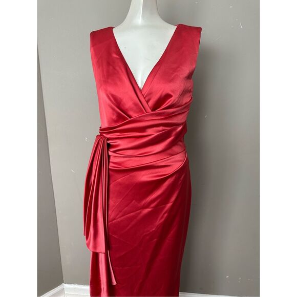 NWT Talbot Runhof Satin Side-Tie V-Neck Gown Size 6 $1995 - Picture 7 of 11